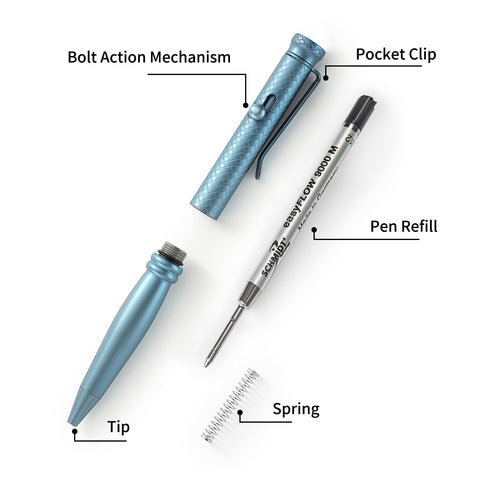 BESTECHMAN SCRIBE BM16B Titanium Pen with Carabiner, Blue