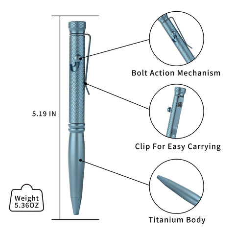 BESTECHMAN SCRIBE BM16B Titanium Pen with Carabiner, Blue