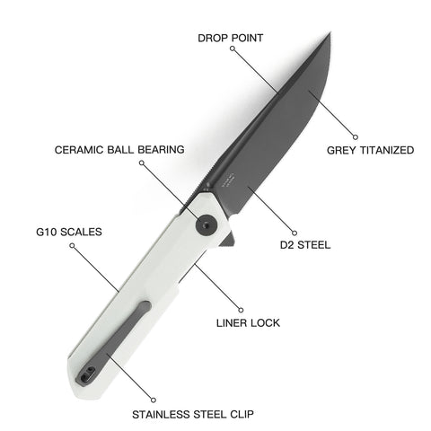 BESTECHMAN DUNDEE BMK01I: 3.35" D2 Steel Blade, G10 Scales, Liner Lock, Flipper