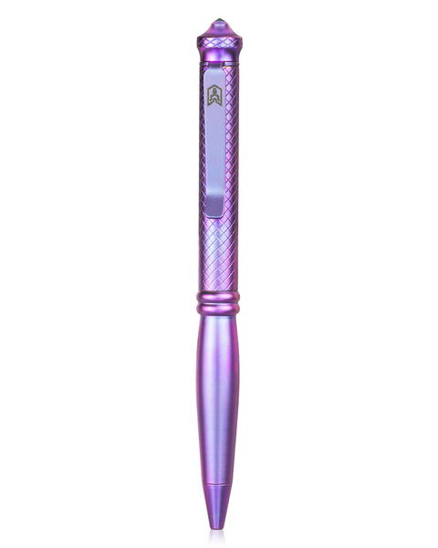 BESTECHMAN SCRIBE BM17E Titanium Pen with Glass Breaker Tool+ Carabiner, Purple