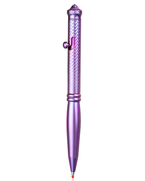 BESTECHMAN SCRIBE BM17E Titanium Pen with Glass Breaker Tool+ Carabiner, Purple