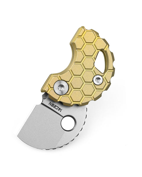BESTECHMAN TURTLE BM20J: 0.79" 14C28N Steel Blade, Titanium Scales, Button Lock