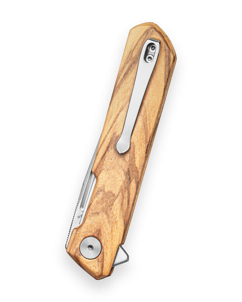 BESTECHMAN DUNDEE BMK01-W-4: 3.35" D2 Steel Blade, Wood Scales, Liner Lock, Flipper