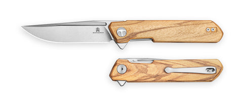 BESTECHMAN DUNDEE BMK01-W-4: 3.35" D2 Steel Blade, Wood Scales, Liner Lock, Flipper