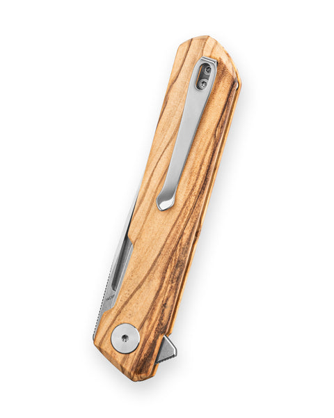 BESTECHMAN DUNDEE BMK01-W-5: 3.35" 14C28N Steel Blade, Wood Scales, Liner Lock, Flipper