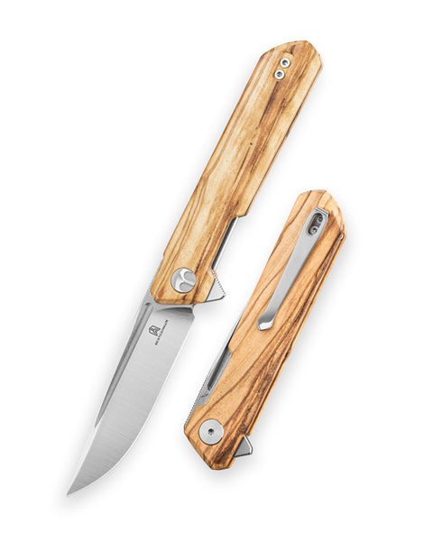 BESTECHMAN DUNDEE BMK01-W-5: 3.35" 14C28N Steel Blade, Wood Scales, Liner Lock, Flipper