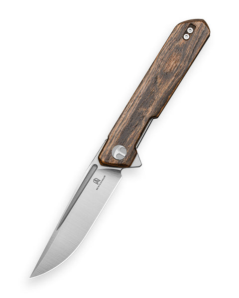 BESTECHMAN DUNDEE BMK01-W-7: 3.35" D2 Steel Blade, Wood Scales, Liner Lock, Flipper