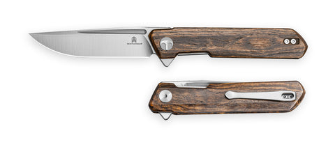 BESTECHMAN DUNDEE BMK01-W-7: 3.35" D2 Steel Blade, Wood Scales, Liner Lock, Flipper