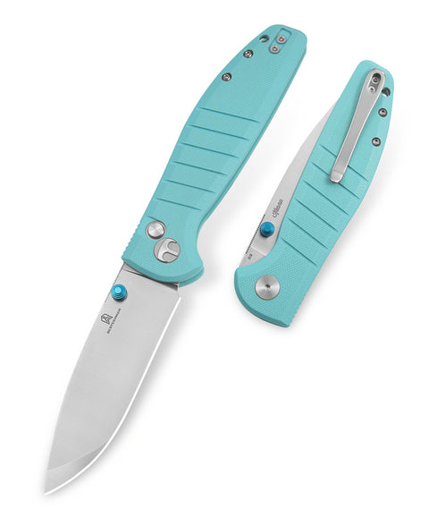 BESTECHMAN GOODBOY BMK04B: 3.54" D2 Steel Blade, G10 Scales, Button Lock, Thumb Studs