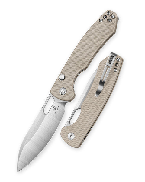 BESTECHMAN FIREBIRD BMK05B: 3.54" D2 Steel Blade, G10 Scales, Button Liner Lock, Thumb Hole