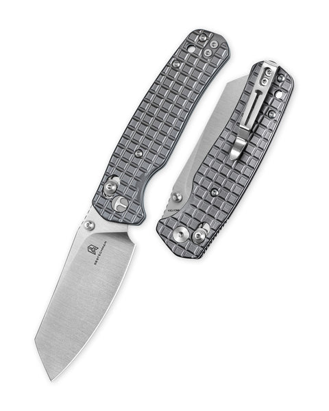 BESTECHMAN CICADA'S WING BMK06-S-1: 3.15" 10Cr15MoV Blade, Stainless Steel with Frag Pattern Scales, B-Lock, Folding Knife