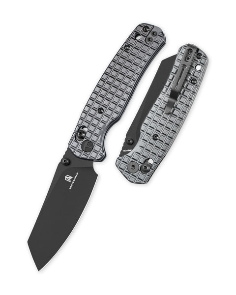 BESTECHMAN CICADA'S WING BMK06-S-2: 3.15" 10Cr15MoV Blade, Stainless Steel with Frag Pattern Scales, B-Lock, Folding Knife