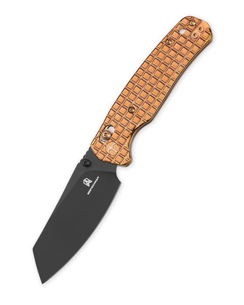 BESTECHMAN CICADA'S WING BMK06-S-4: 3.15" 10Cr15MoV Blade, Stainless Steel with Frag Pattern Scales, B-Lock, Folding Knife