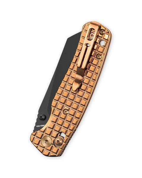 BESTECHMAN CICADA'S WING BMK06-S-4: 3.15" 10Cr15MoV Blade, Stainless Steel with Frag Pattern Scales, B-Lock, Folding Knife