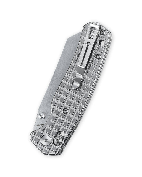 BESTECHMAN CICADA'S WING BMK06-S-5: 3.15" 10Cr15MoV Blade, Stainless Steel with Frag Pattern Scales, B-Lock, Folding Knife