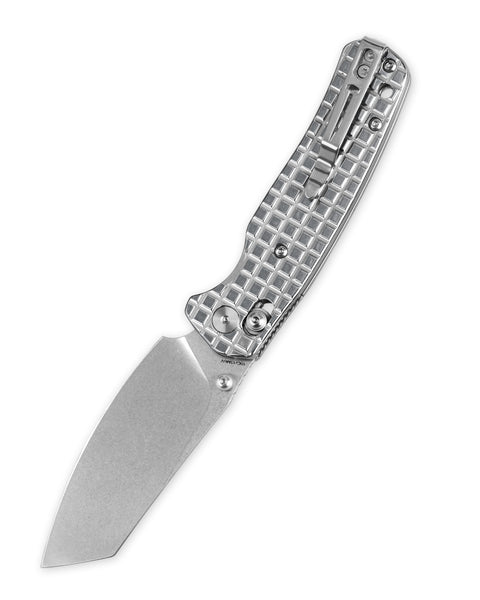 BESTECHMAN CICADA'S WING BMK06-S-5: 3.15" 10Cr15MoV Blade, Stainless Steel with Frag Pattern Scales, B-Lock, Folding Knife