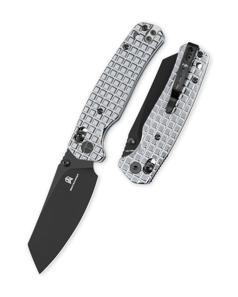 BESTECHMAN CICADA'S WING BMK06-S-6: 3.15" 10Cr15MoV Blade, Stainless Steel with Frag Pattern Scales, B-Lock, Folding Knife