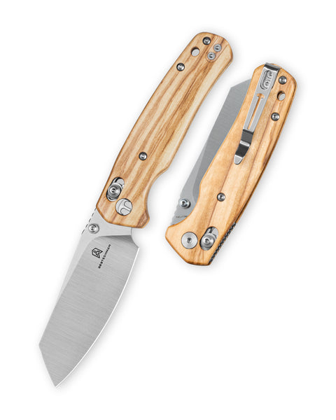 BESTECHMAN CICADA'S WING BMK06-W-1: 3.15" 10Cr15MoV Blade, Olive Wood Scales, B-Lock, Folding Knife