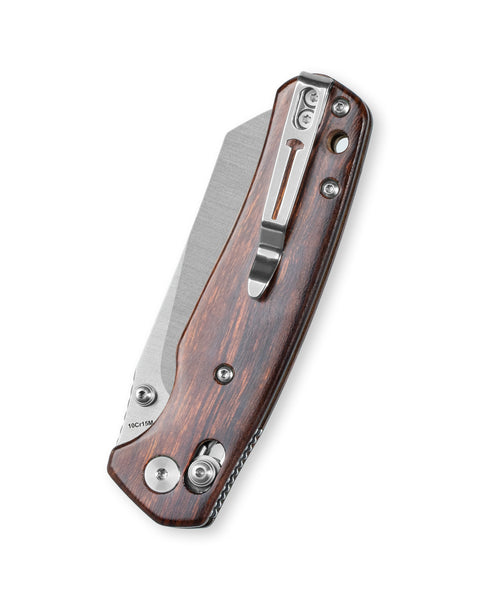 BESTECHMAN CICADA'S WING BMK06-W-3: 3.15" 10Cr15MoV Satin Blade, Desert Ironwood Scales, B-Lock, Folding Knife