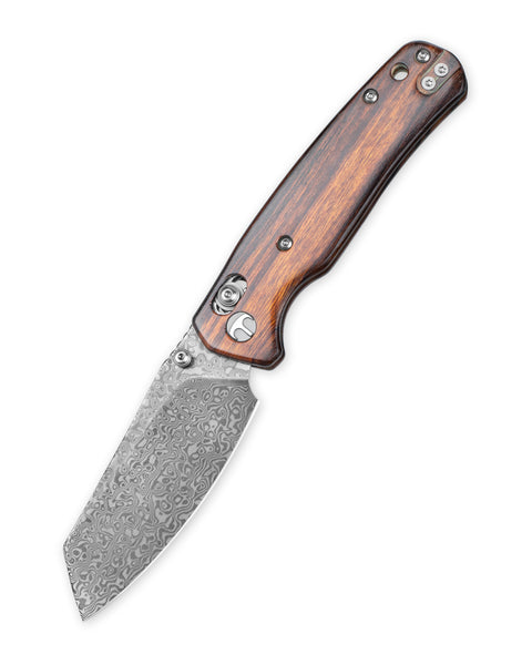 BESTECHMAN CICADA'S WING BMK06-W-4: 3.15" Damascus Blade, Desert Ironwood Scales, B-Lock, Folding Knife