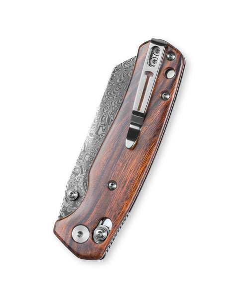 BESTECHMAN CICADA'S WING BMK06-W-4: 3.15" Damascus Blade, Desert Ironwood Scales, B-Lock, Folding Knife