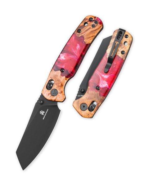 BESTECHMAN CICADA'S WING BMK06-W-5: 3.15" 10Cr15MoV Blade, Wood and Resin Scales, B-Lock, Folding Knife