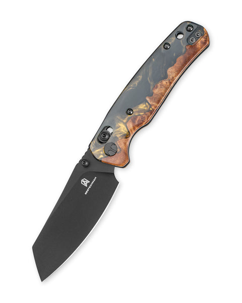 BESTECHMAN CICADA'S WING BMK06-W-6: 3.15" 10Cr15MoV Blade, Wood and Resin Scales, B-Lock, Folding Knife
