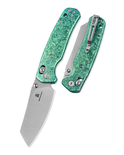 BESTECHMAN CICADA'S WING BMK06N: 3.15" MagnaCut Blade, Crystallized Titanium Scales, B-Lock, Folding Knife
