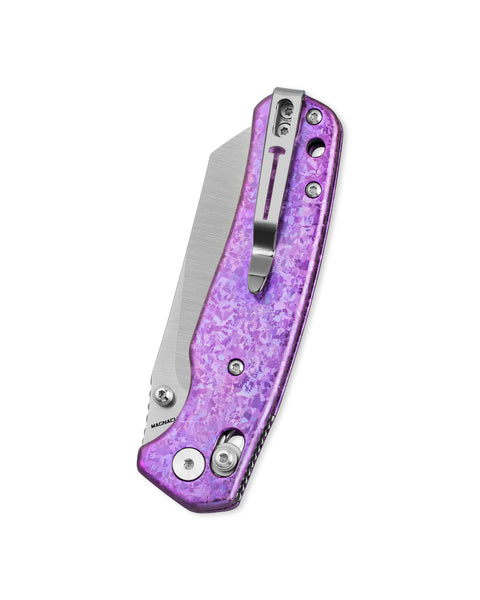 BESTECHMAN CICADA'S WING BMK06O: 3.15" MagnaCut Blade, Crystallized Titanium Scales, B-Lock, Folding Knife