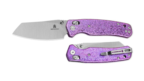 BESTECHMAN CICADA'S WING BMK06O: 3.15" MagnaCut Blade, Crystallized Titanium Scales, B-Lock, Folding Knife