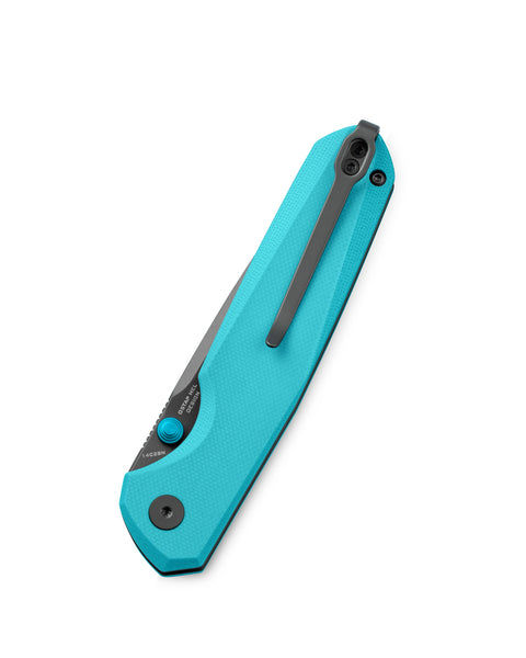 BESTECHMAN VELIX BMK07D: 3.315" 14C28N Steel Blade, G10 Scales, Button Lock, Flipper