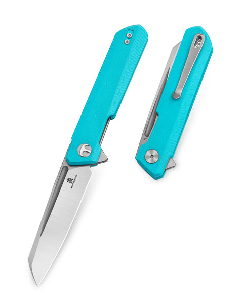 BESTECHMAN Dundee Sheepfoot BMK09B: 3.465" D2 Steel Blade, G10 Scales, Liner Lock, Flipper
