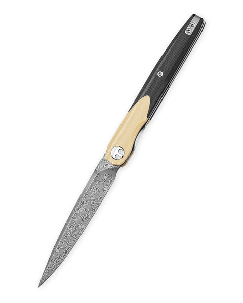 BESTECHMAN LANZA BMK14-D-2: 3.45" Damascus Blade, G10 Scales, Liner Lock, Front Flipper
