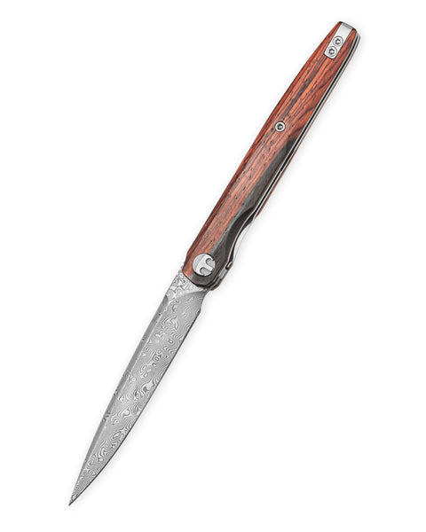 BESTECHMAN LANZA BMK14-D-3: 3.45" Damascus Blade, Rosewood Scales, Liner Lock, Front Flipper