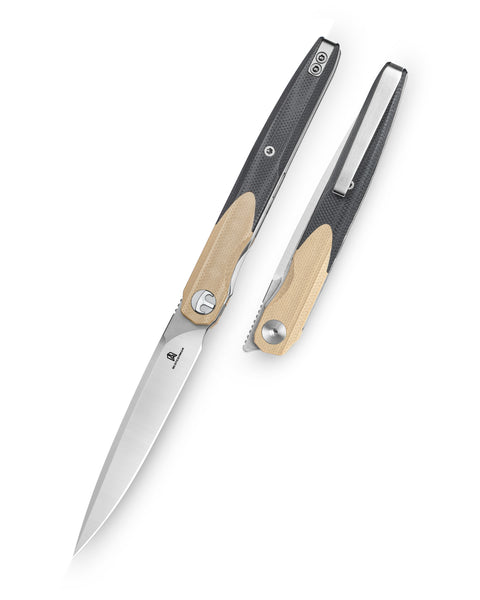 BESTECHMAN LANZA BMK14B: 3.45" 14C28N Steel Blade, G10 Scales, Liner Lock, Front Flipper