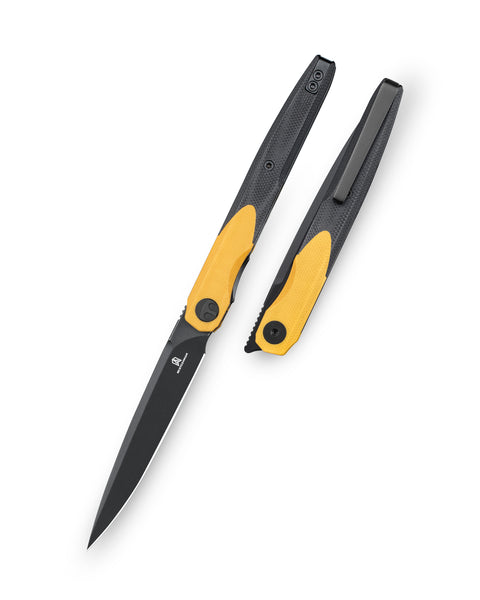 BESTECHMAN LANZA BMK14F: 3.45" 14C28N Steel Blade, G10 Scales, Liner Lock, Front Flipper