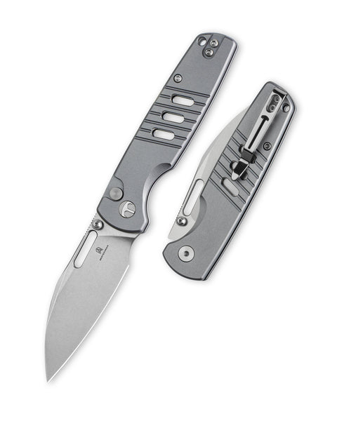 BESTECHMAN VECTOR BMK15B: 3.15" D2 Steel Blade, Aluminum Scales, Button Lock, Thumb Stub, Thumb Hole