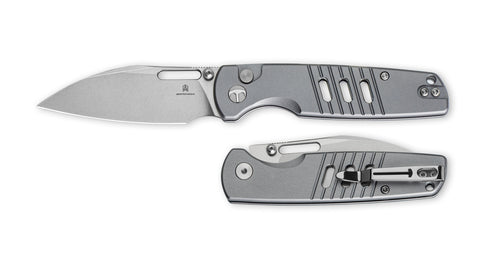 BESTECHMAN VECTOR BMK15B: 3.15" D2 Steel Blade, Aluminum Scales, Button Lock, Thumb Stub, Thumb Hole