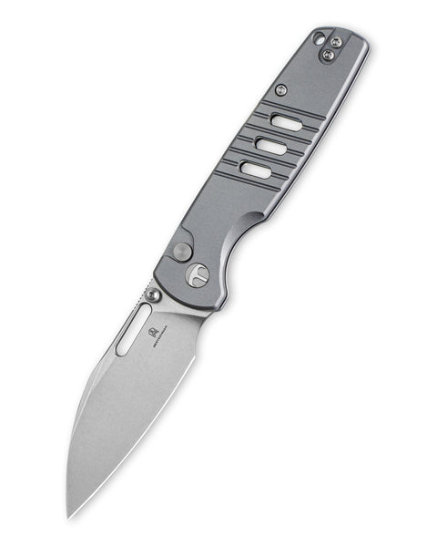 BESTECHMAN VECTOR BMK15B: 3.15" D2 Steel Blade, Aluminum Scales, Button Lock, Thumb Stub, Thumb Hole