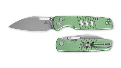 BESTECHMAN VECTOR BMK15C: 3.15" D2 Steel Blade, Aluminum Scales, Button Lock, Thumb Stub, Thumb Hole