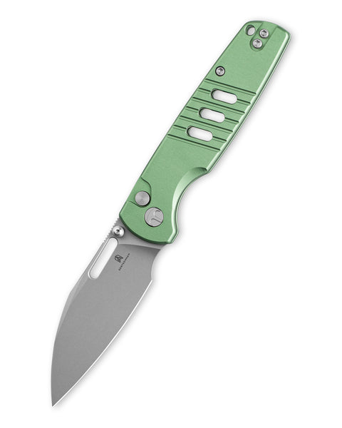 BESTECHMAN VECTOR BMK15C: 3.15" D2 Steel Blade, Aluminum Scales, Button Lock, Thumb Stub, Thumb Hole