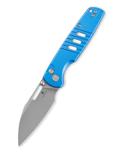 BESTECHMAN VECTOR BMK15D: 3.15" D2 Steel Blade, Aluminum Scales, Button Lock, Thumb Stub, Thumb Hole