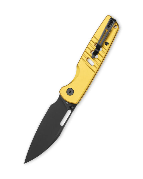 BESTECHMAN VECTOR BMK15E: 3.15" D2 Steel Blade, Aluminum Scales, Button Lock, Thumb Stub, Thumb Hole