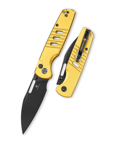 BESTECHMAN VECTOR BMK15E: 3.15" D2 Steel Blade, Aluminum Scales, Button Lock, Thumb Stub, Thumb Hole