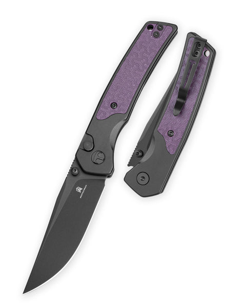 BESTECHMAN ICEBREAKER BMK16C: 3.15" D2 Steel Blade, Aluminum Scales, Button Lock, Thumb Stubs