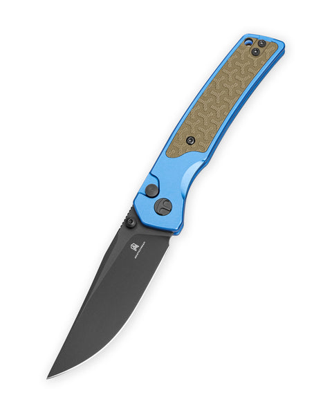 BESTECHMAN ICEBREAKER BMK16E: 3.15" D2 Steel Blade, Aluminum Scales, Button Lock, Thumb Stubs