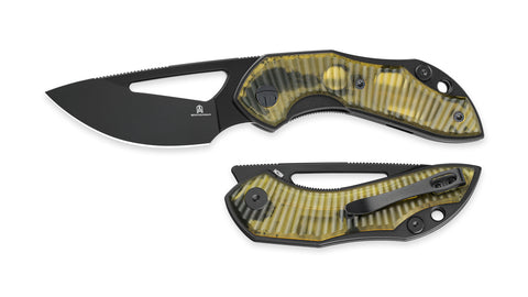 BESTECHMAN TRIASSIC BMK17F: 2.52" 14C28N Steel Blade, Ultem Scales, Liner Lock, Thumb Hole, Hollow Grind