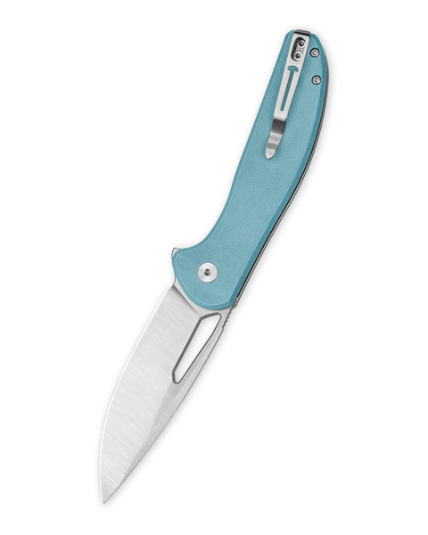BESTECHMAN WHALEFIN BMK18B: 3.4" D2 Steel Blade, G10 Scales, Button Lock, Thumb Hole