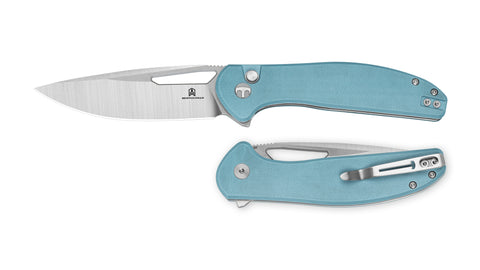 BESTECHMAN WHALEFIN BMK18B: 3.4" D2 Steel Blade, G10 Scales, Button Lock, Thumb Hole