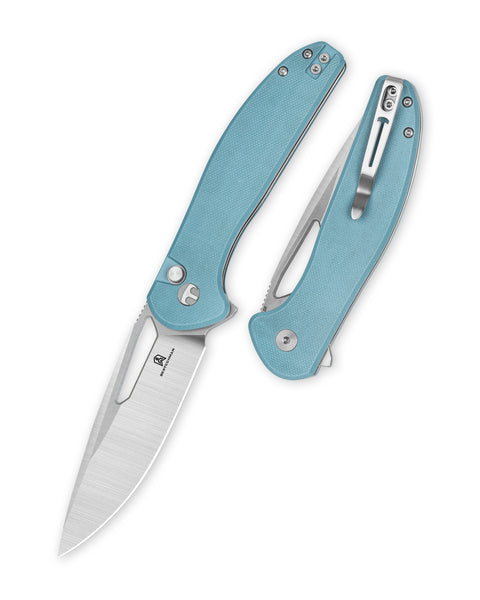 BESTECHMAN WHALEFIN BMK18B: 3.4" D2 Steel Blade, G10 Scales, Button Lock, Thumb Hole